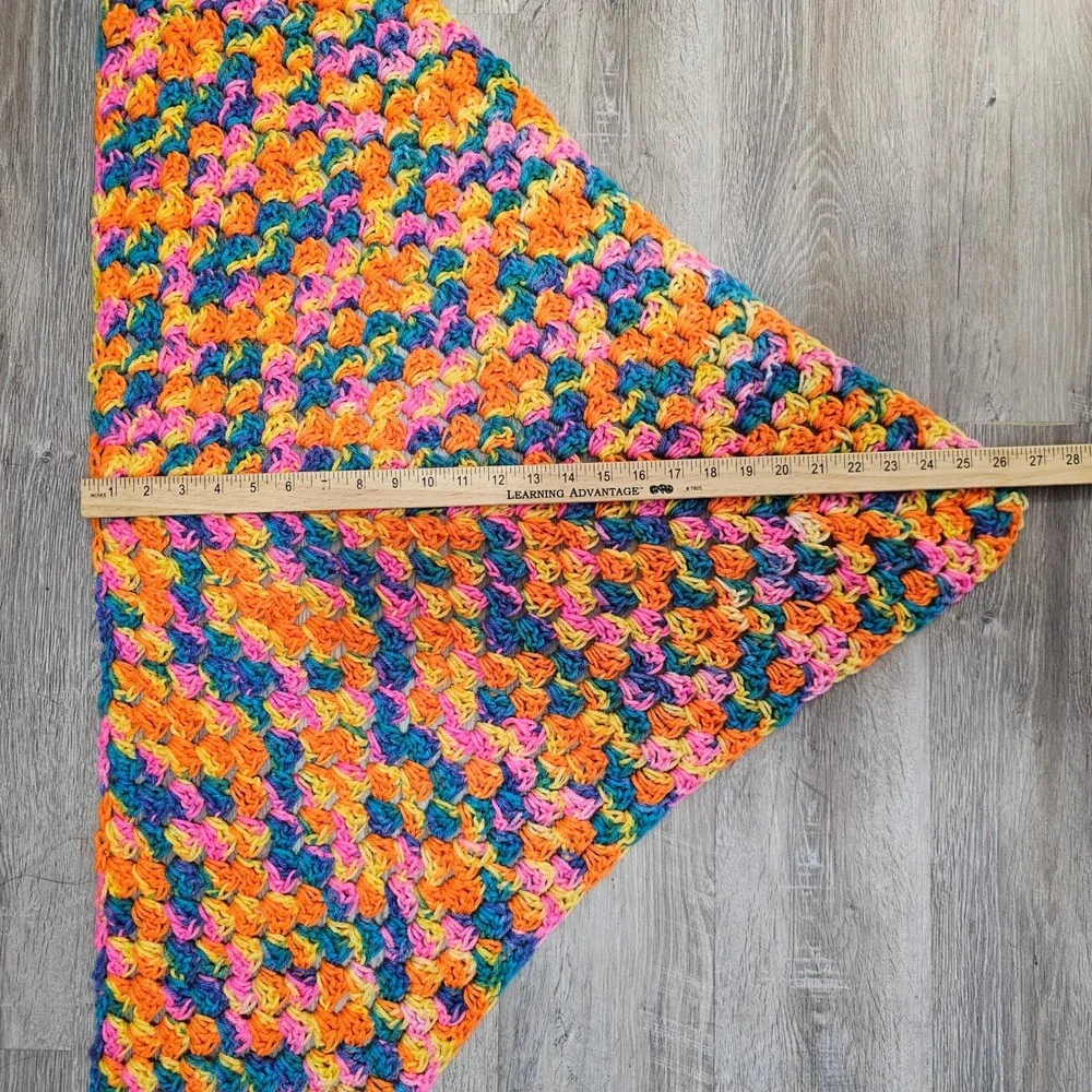 Handmade Crochet Triangle Top or skirt Multi Color Variegated Granny scarf wrap